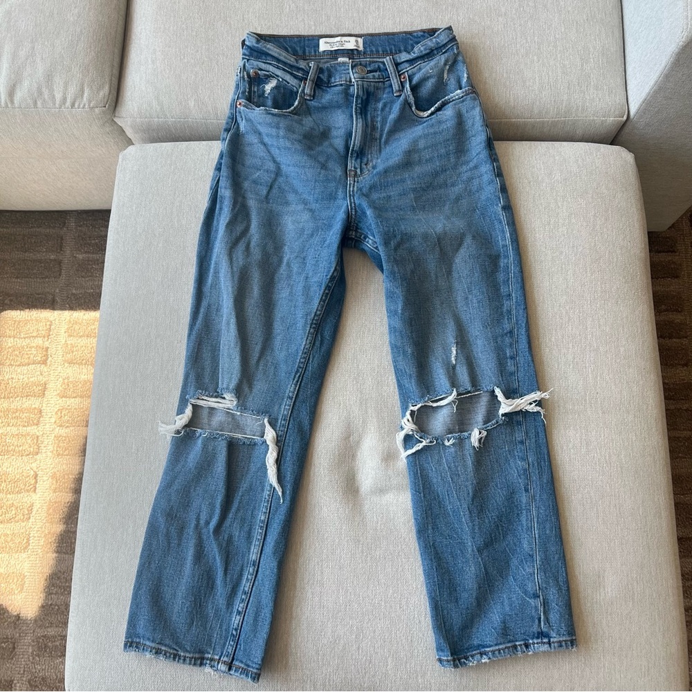 Abercrombie & Fitch Curve Love Ankle Straight Ultra High Rise Denim